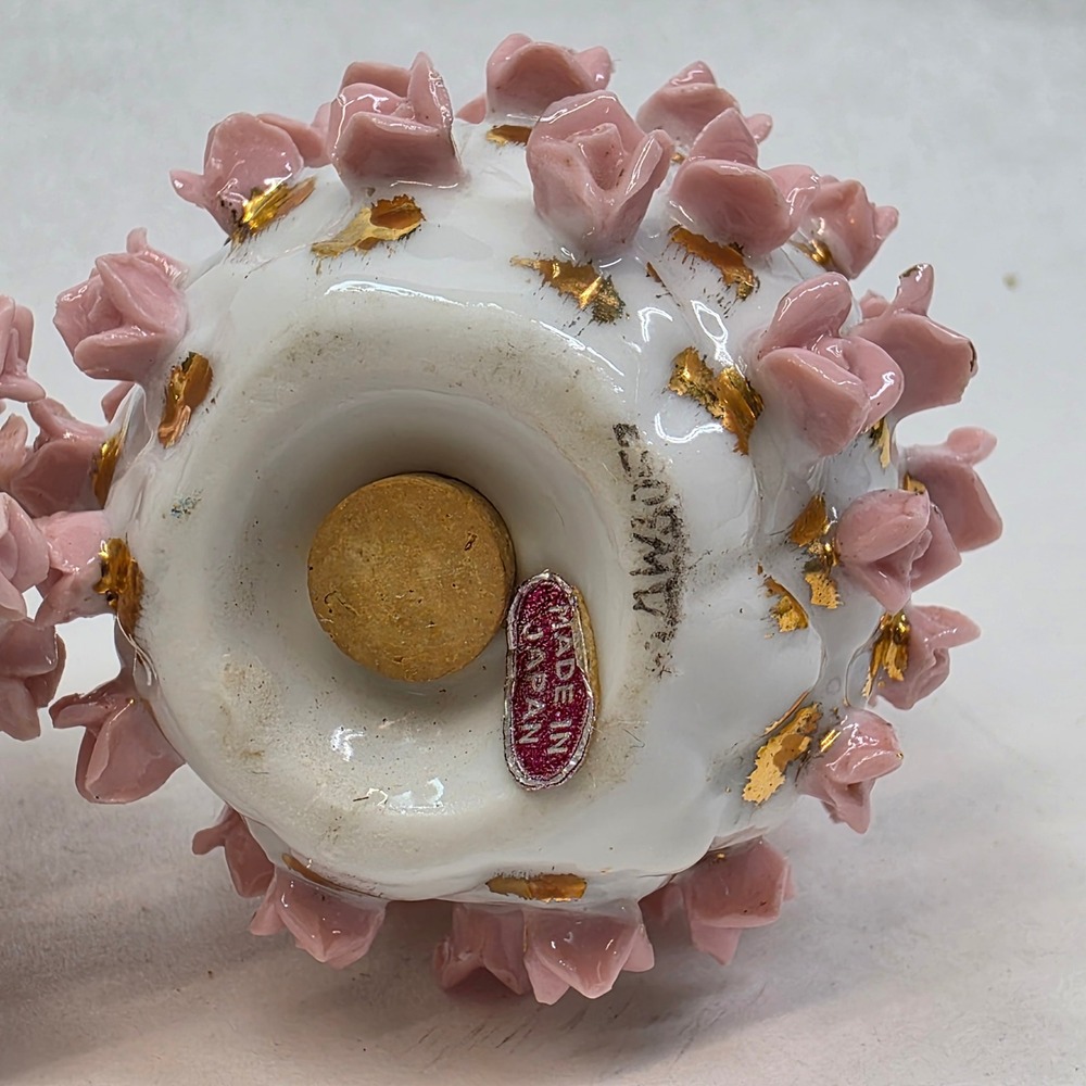 Vtg Salt and Pepper Shakers Pink Rose Gold Pineapple KW3053 Japan FAIR Cond READ - Picture 7 of 10